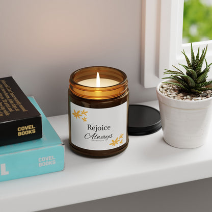 Rejoice Always Scented Soy Candle - Amber Jar, Multi-Size, Perfect for Relaxation and Gifting