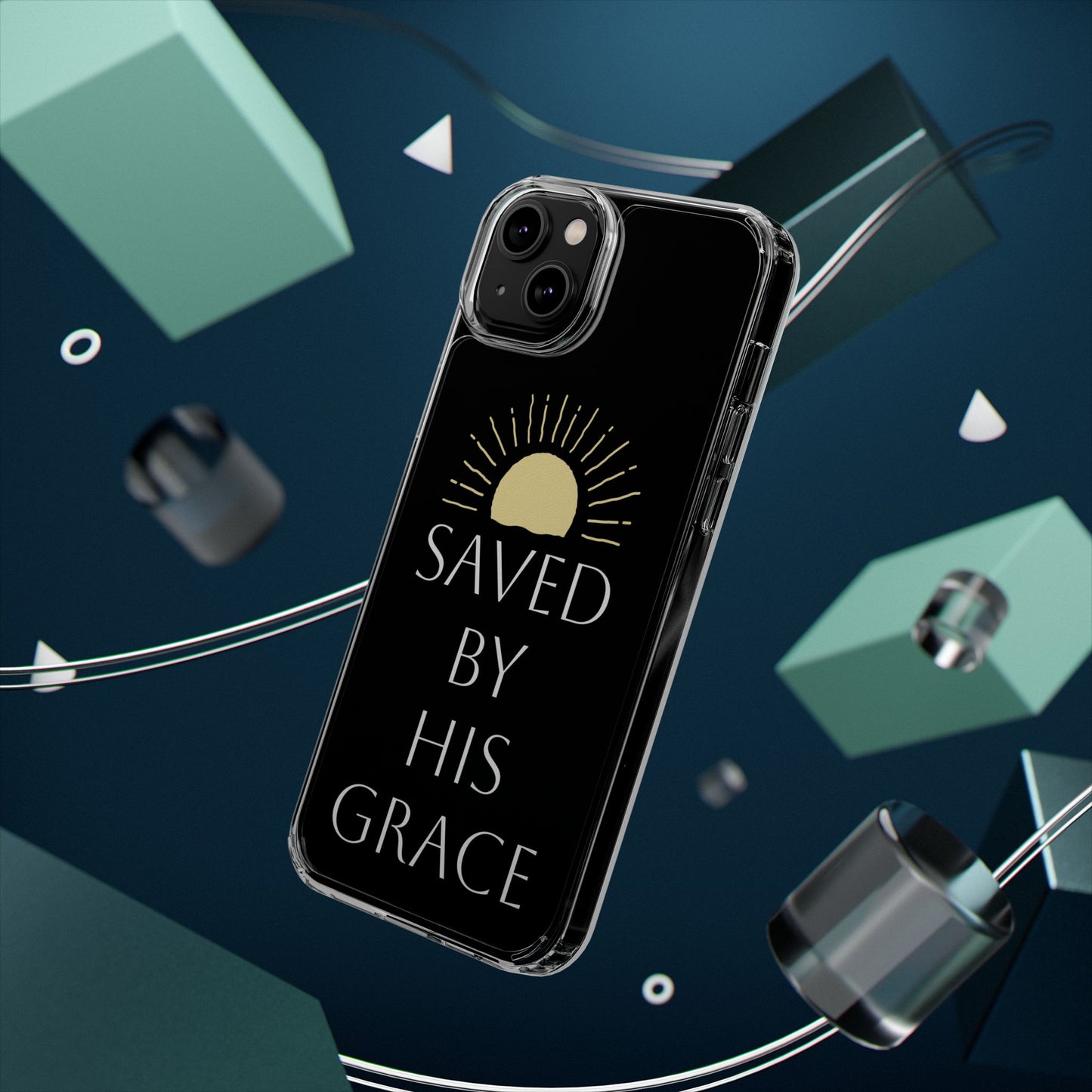 Inspirational Clear Phone Case - Saved By His Grace