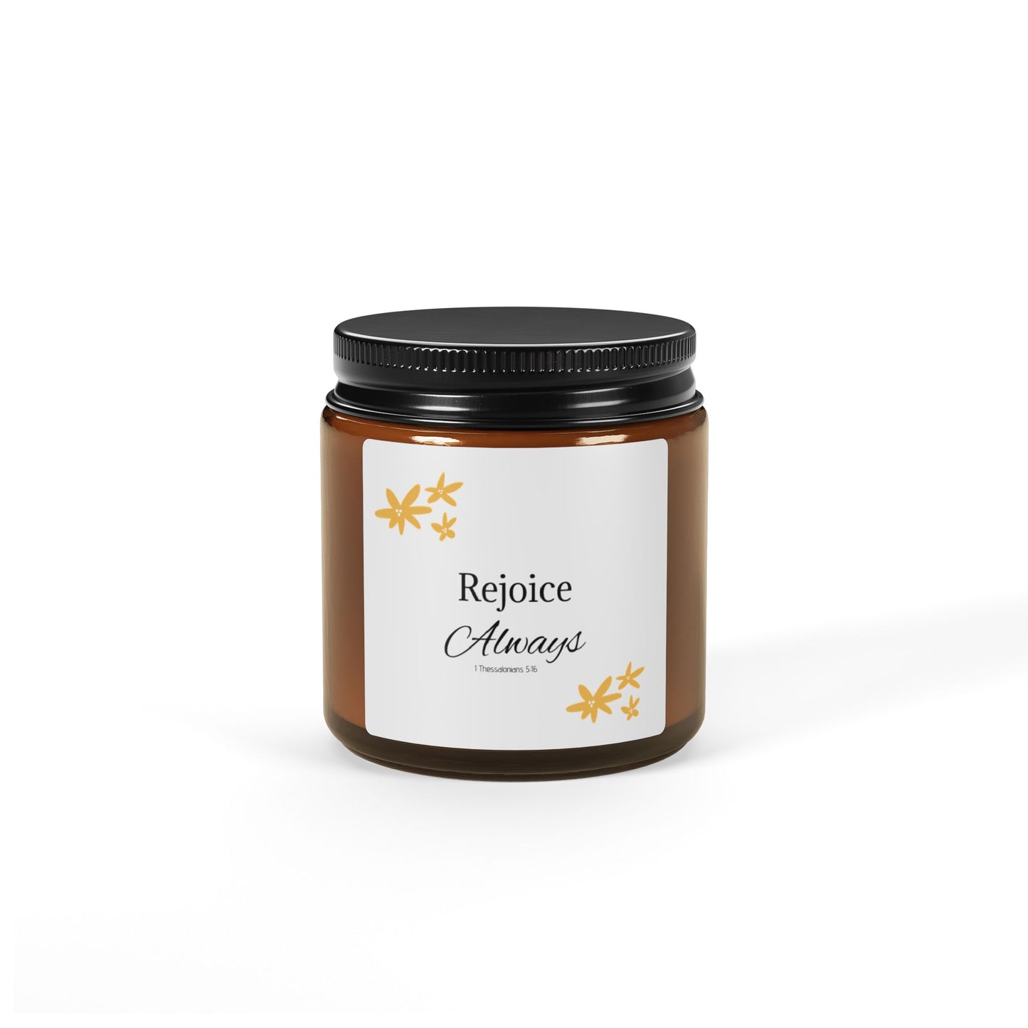 Rejoice Always Scented Soy Candle - Amber Jar, Multi-Size, Perfect for Relaxation and Gifting