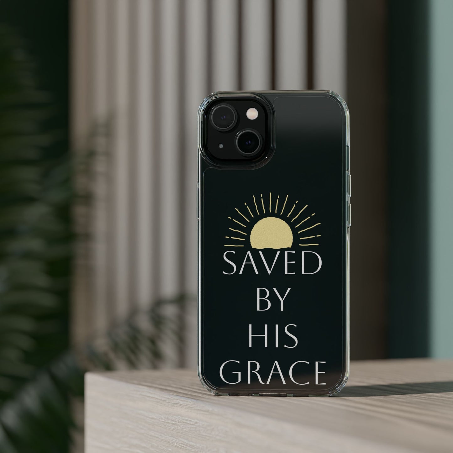 Inspirational Clear Phone Case - Saved By His Grace