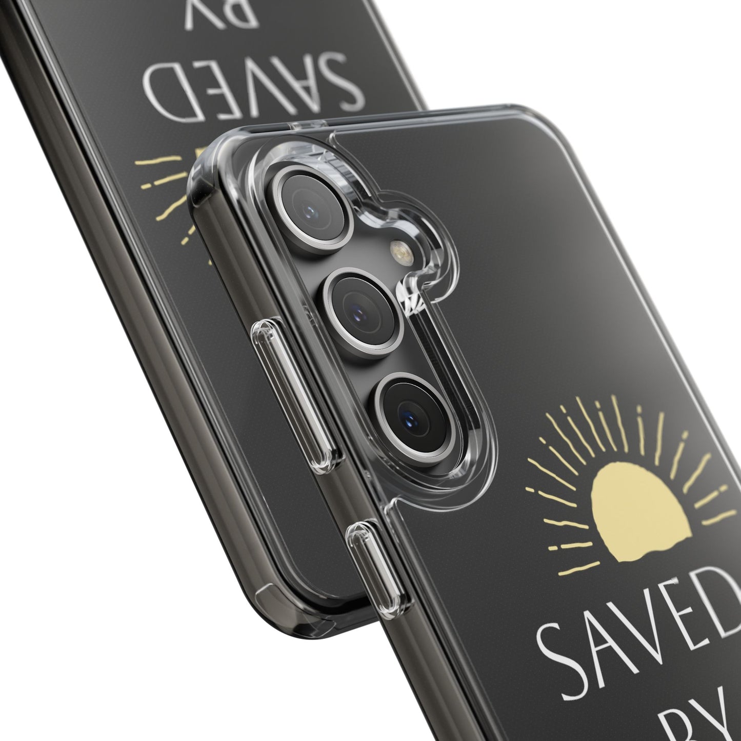 Inspirational Clear Phone Case - Saved By His Grace