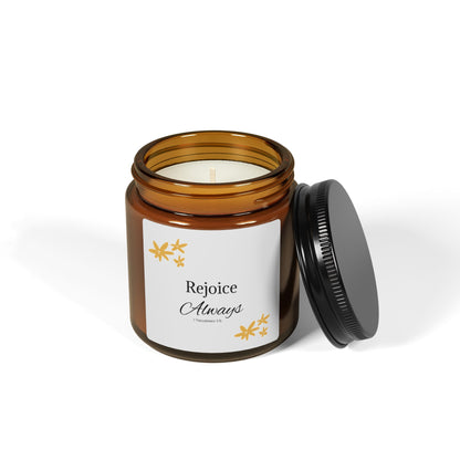 Rejoice Always Scented Soy Candle - Amber Jar, Multi-Size, Perfect for Relaxation and Gifting