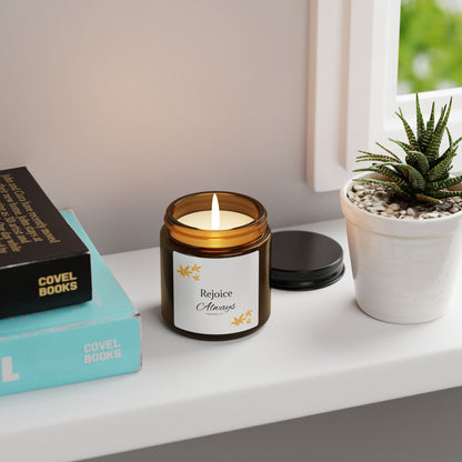 Rejoice Always Scented Soy Candle - Amber Jar, Multi-Size, Perfect for Relaxation and Gifting