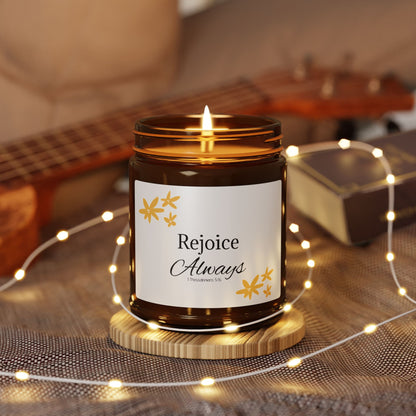 Rejoice Always Scented Soy Candle - Amber Jar, Multi-Size, Perfect for Relaxation and Gifting