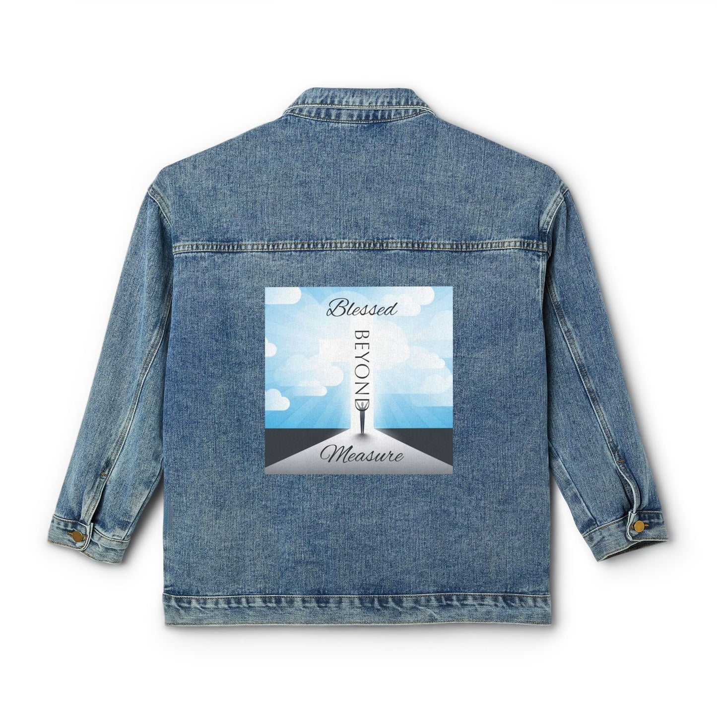 Blessed Beyond Measure Women's Denim Jacket - Stylish & Inspirational Christian Outerwear