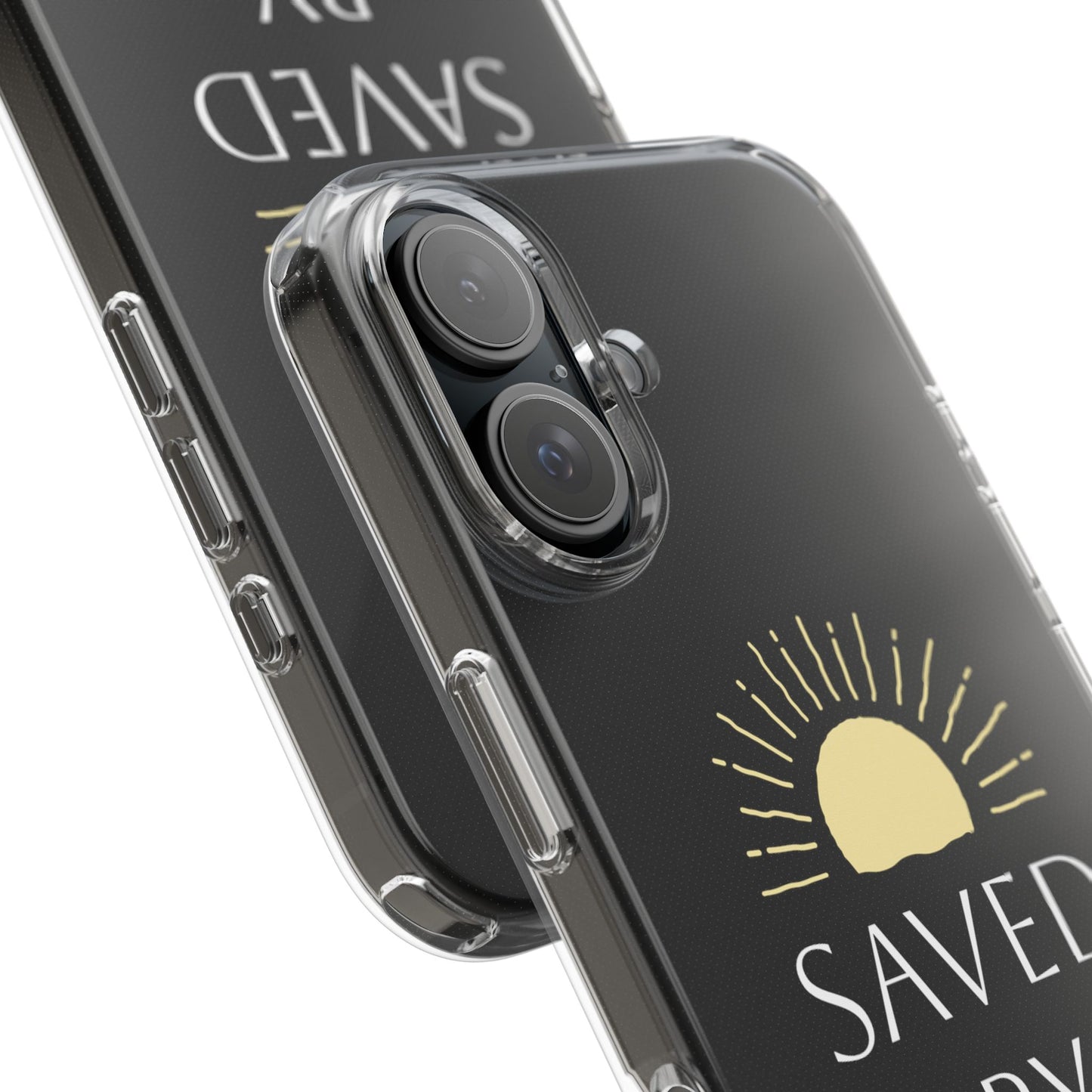 Inspirational Clear Phone Case - Saved By His Grace