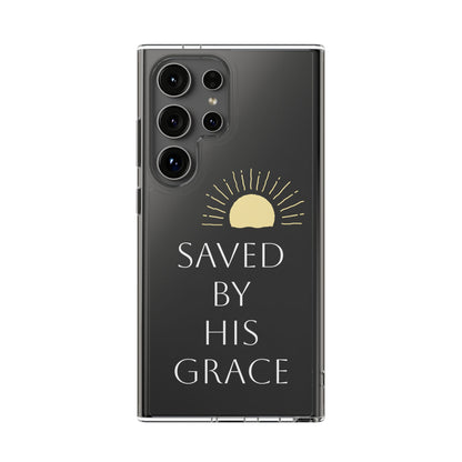 Inspirational Clear Phone Case - Saved By His Grace