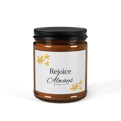 Rejoice Always Scented Soy Candle - Amber Jar, Multi-Size, Perfect for Relaxation and Gifting