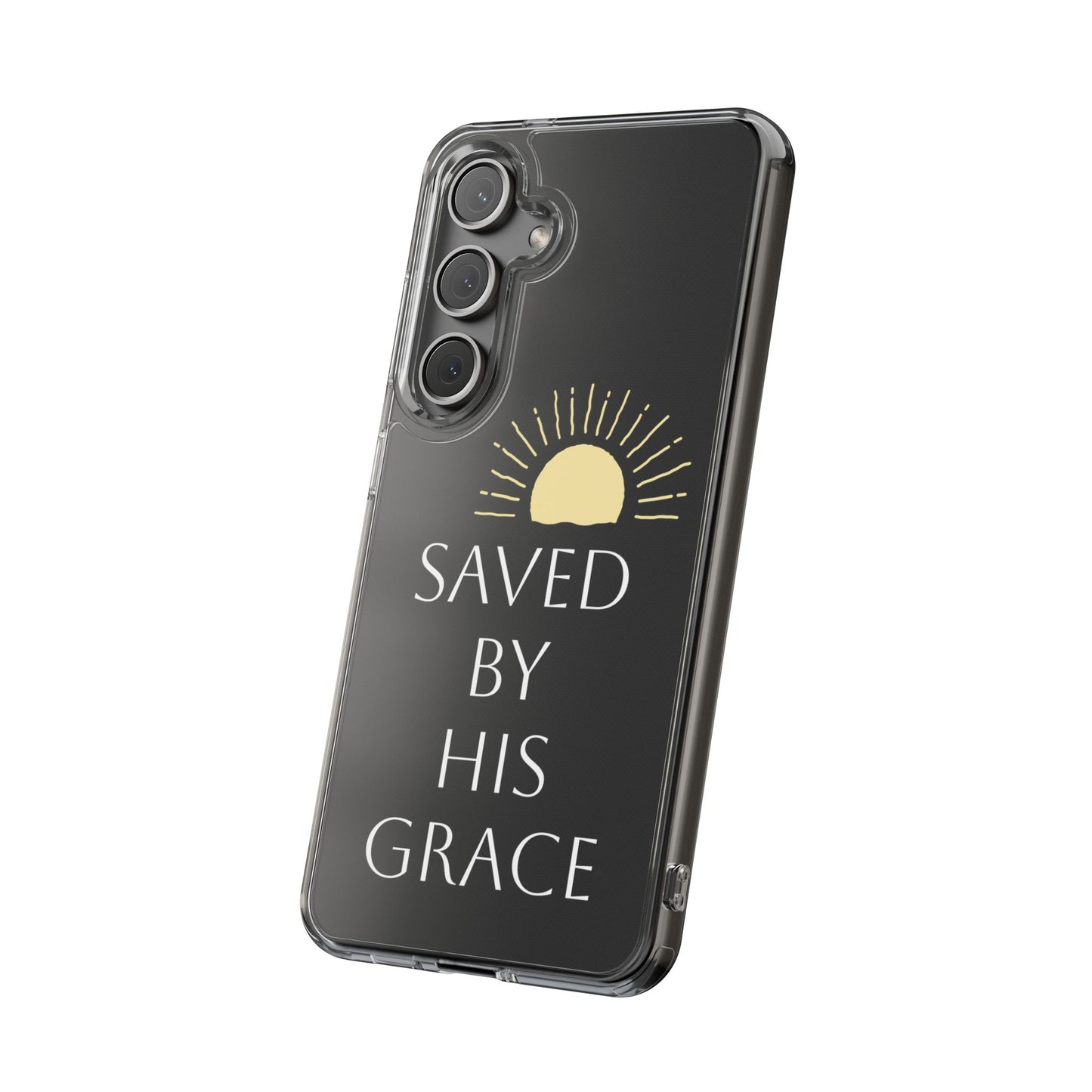 Inspirational Clear Phone Case - Saved By His Grace